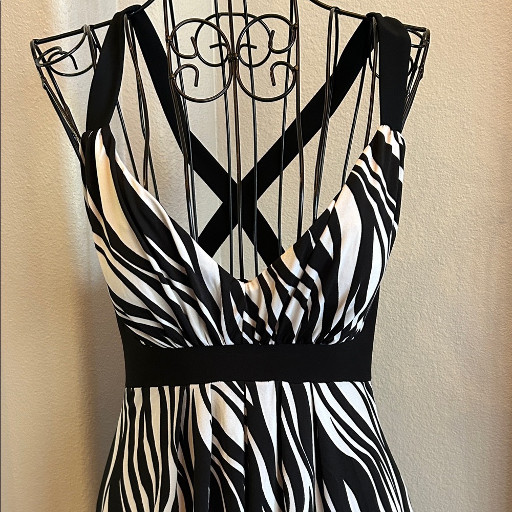 Elegant Black and White Zebra Print Maxi Dress - Picture 3 of 13